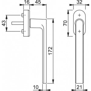 Hoppe - Maniglia Per Scorrevole Parallelo - Serie Los Angeles- PSK-M0642/US910 schema tecnico