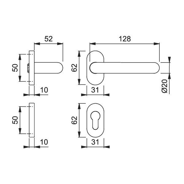 Hoppe - Plastic Door Handle Narrow Profile - Baden Series