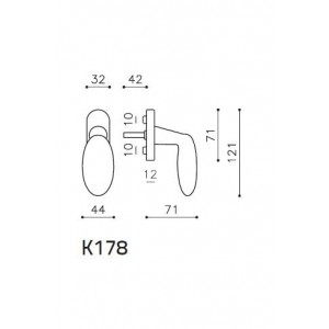 Olivari - Maniglia Per Finestra - Martellina Dk - Blindo K178 schema tecnico