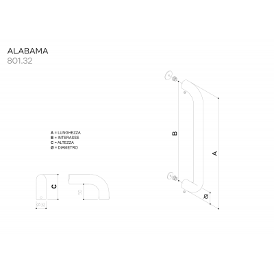 Fimet - Door Pull Handle Ø32 mm - Alabama 801.32