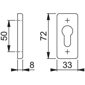 Hoppe - Escutcheon 72x33 mm Narrow Profile - Yale