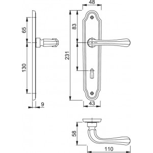 Hoppe - Door handle on plate - Valencia Series - M170/221l
