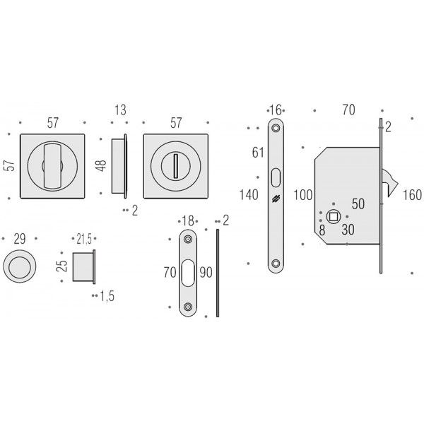 Colombo Design - Flush Pull Handle With Lock - Open 5Q ID311-LK