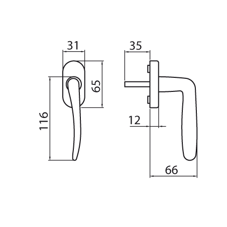 Ghidini - Tilt and turn window handle - R771 Q7-40