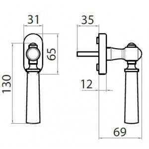 Ghidini - Tilt and turn window handle - R974 Q7-40